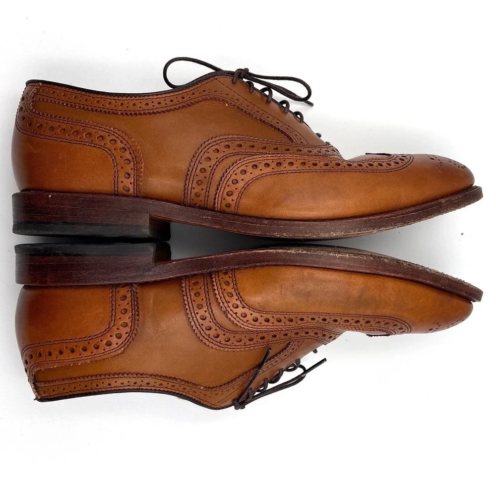 Allen Edmonds McAllister Walnut Leather Wingtip Oxford Shoes Men 8.5 3E Wide EEE